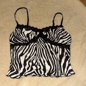 zebra print lace crop top
